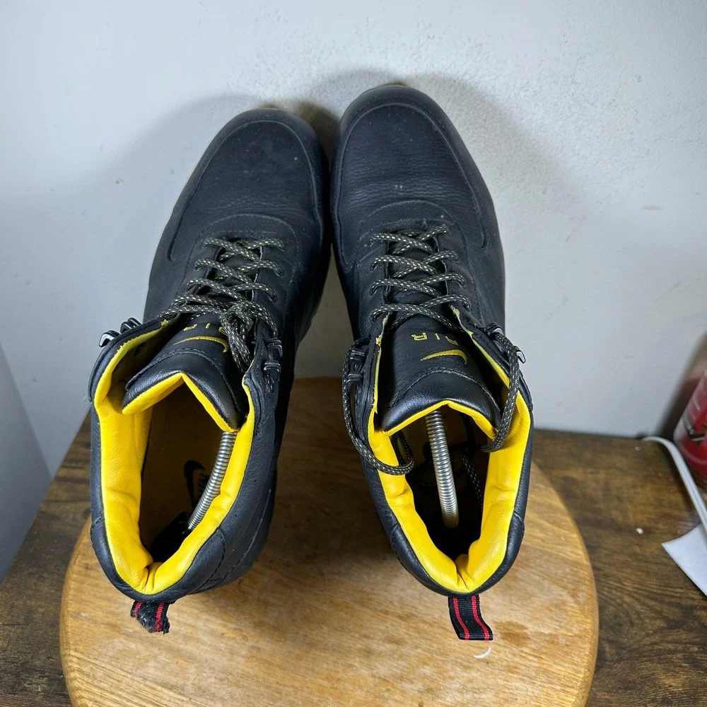 Nike Air Goadome Mens 13 Black Yellow Leather Waterproof Boots BQ3454-001